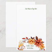 Herfst Flowers gepersonaliseerd briefpapier (Voorkant / Achterkant)