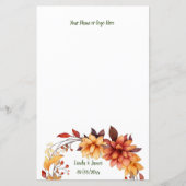 Herfst Flowers gepersonaliseerd briefpapier (Voorkant)