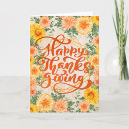 Herfst Flowers - Happy Thanksgiving Kaart