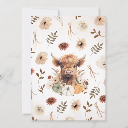 Herfst Flowers Highland Koe Baby shower Kaart (Achterkant)