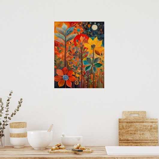 Herfst Flowers Kunstwerk Poster (Keuken)