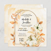 Herfst Flowers Leaves Pumpkins Christelijk Weddens Kaart (Voorkant / Achterkant)