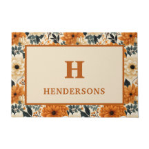 Herfst Flowers Monogrammed Familienaam Welkom