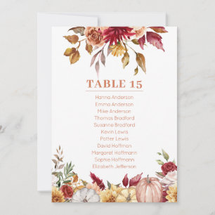 Herfst Flowers Pompoenen Tafel Kaart Zitkaarten