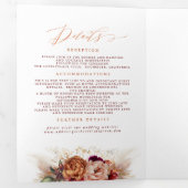 Herfst Flowers Pumpkin Elegant Boho Wedding Drieluik Uitnodiging (Binnenzijde eerst)