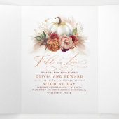 Herfst Flowers Pumpkin Elegant Boho Wedding Drieluik Uitnodiging (Binnenkant midden)