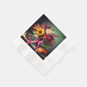 Herfst Flowers & Rood/Wit Lint, Cocktailpapier Servet (Hoek)