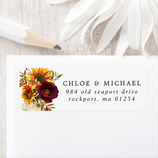 Herfst Flowers Rustic Wedding Return Label (Insitu)