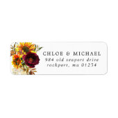 Herfst Flowers Rustic Wedding Return Label (Voorkant)