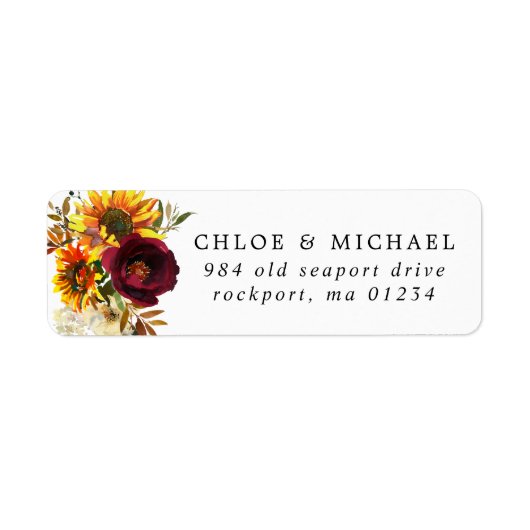 Herfst Flowers Rustic Wedding Return Label (Voorkant)