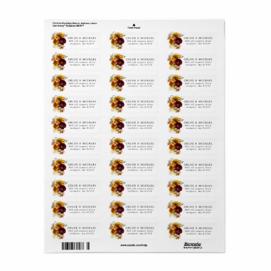 Herfst Flowers Rustic Wedding Return Label (Full Sheet)