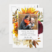 Herfst Flowers Save the Date Briefkaart (Voorkant / Achterkant)