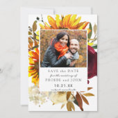 Herfst Flowers Save the Date Kaart (Voorkant)