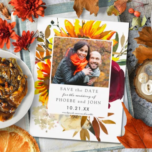 Herfst Flowers Save the Date Kaart