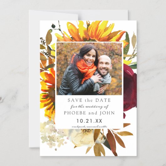 Herfst Flowers Save the Date Magnetische Uitnodiging (Voorkant)