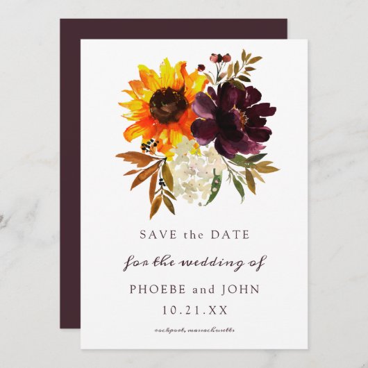 Herfst Flowers Save the Date Wedding (Voorkant / Achterkant)