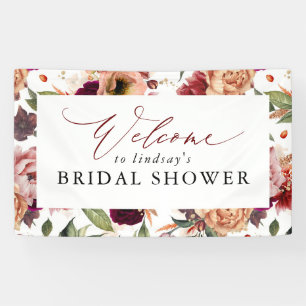 Herfst Flowers Sinaasappel en Bourgondië Rood Welk Spandoek