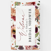 Herfst Flowers Sinaasappel en Bourgondië Rood Welk Spandoek (Verticaal)