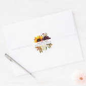 Herfst Flowers Sla de datum op Retouradreslabel Ronde Sticker (Envelop)