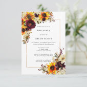 Herfst Flowers Sunflower Roos Hen Party Kaart (Staand voorkant)