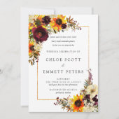 Herfst Flowers Sunflower Roos Rustic Wedding Kaart (Voorkant)