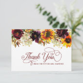 Herfst Flowers Sunflower Roos Vrijgezellenfeest Bedankkaart (Staand voorkant)