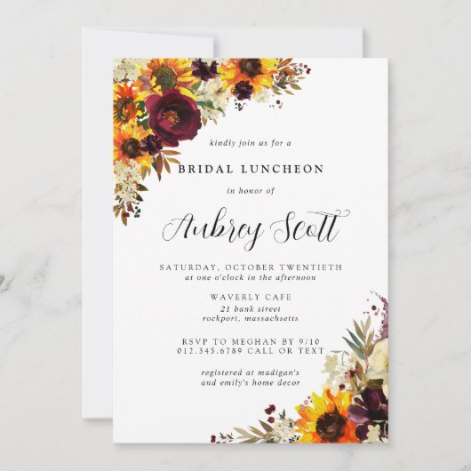 Herfst Flowers Sunflower Roos Vrijgezellenfeest Lu Kaart (Voorkant)