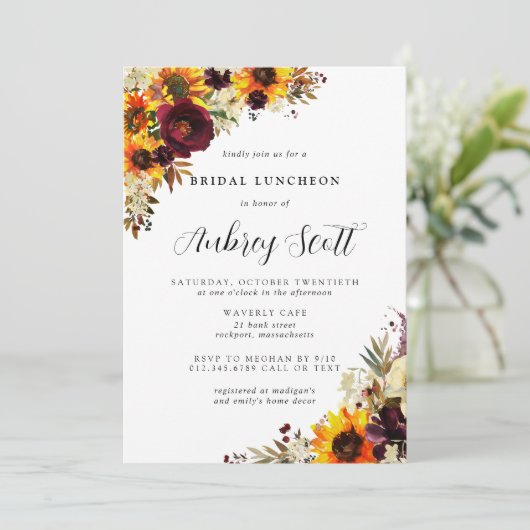 Herfst Flowers Sunflower Roos Vrijgezellenfeest Lu Kaart (Staand voorkant)