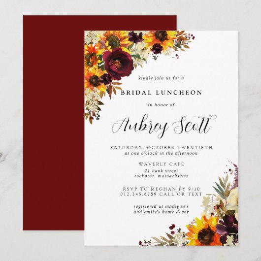 Herfst Flowers Sunflower Roos Vrijgezellenfeest Lu Kaart (Voorkant / Achterkant)