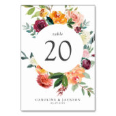 Herfst Flowers Table Number Card voor bruiloft Kaart (Achterkant)