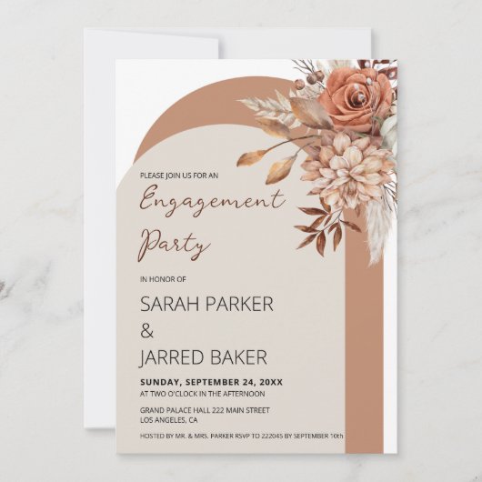 Herfst Flowers Verloving Kaart (Voorkant)