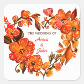 Herfst Flowers Wedding Envelope Seals Vierkante Sticker (Voorkant)