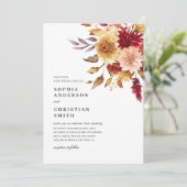Herfst Flowers Wedding Invitation Kaart (Staand voorkant)