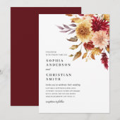 Herfst Flowers Wedding Invitation Kaart (Voorkant / Achterkant)