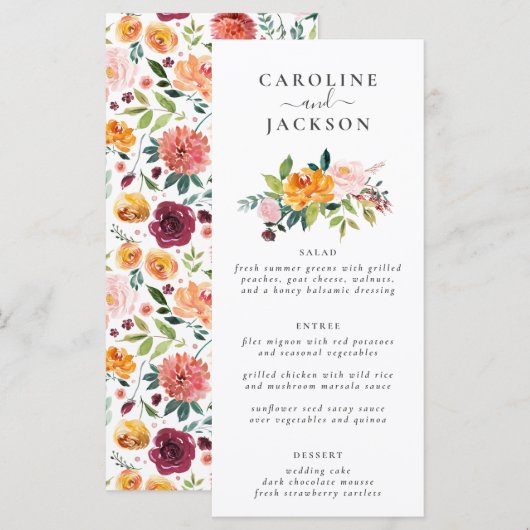 Herfst Flowers Wedding Menu (Voorkant / Achterkant)