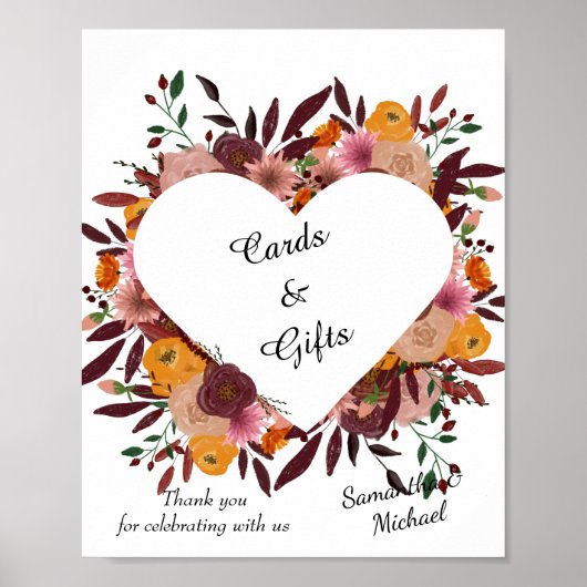 Herfst Flowers Wedding White Kaarten & Gifts Poste Poster (Voorkant)