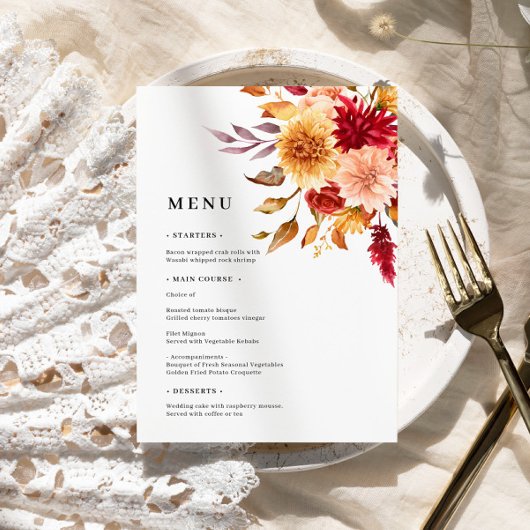 Herfst Flowes Wedding Menu