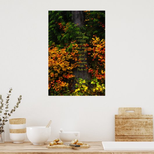 Herfst Foliage 2 Afdrukken met Scriptversie Poster (Keuken)