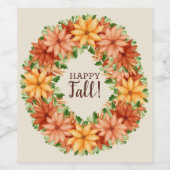 Herfst Foliage Autumn Floral Swag Wijn Etiket (Enkel label)