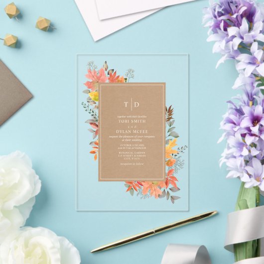 Herfst Foliage Autumn Leaves Fall Wedding Uitnodig Acryl Uitnodigingen (Insitu (Huwelijk))