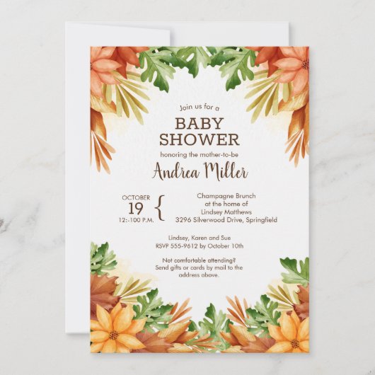 Herfst Foliage Baby Shower-uitnodigingen (Voorkant)