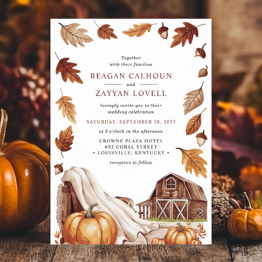 Herfst Foliage Barn Wedding Kaart