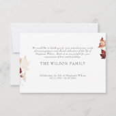 Herfst Foliage Begrafenis Dank u Bedankkaart (Achterkant)