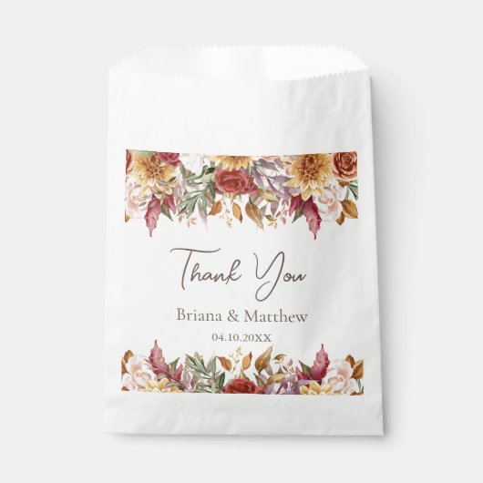 Herfst Foliage Bloemen Bruiloft Bedankzakje (Voorkant)