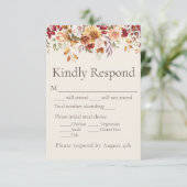 Herfst Foliage Bloemen Ivoor Bruiloft Reactie RSVP (Staand voorkant)