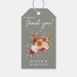 Herfst Foliage Bloemen Sage Groen Bruiloft Favor Cadeaulabel
