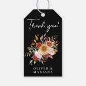 Herfst Foliage Bloemen Zwart Bruiloft Favor Cadeaulabel (Voorkant)