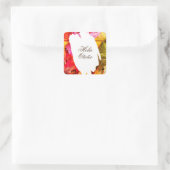 Herfst Foliage Botanic Hola Otoño Trendy Modern Ch Vierkante Sticker (Tas)