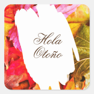 Herfst Foliage Botanic Hola Otoño Trendy Modern Ch Vierkante Sticker
