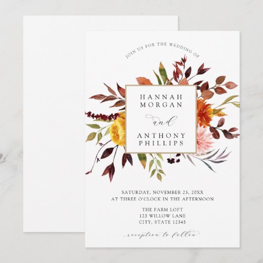 Herfst Foliage Bruiloft uitnodiging (Voorkant / Achterkant)